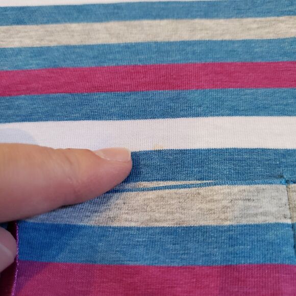 Johnnie O Shirt Mens Medium Blue Purple Polo Golf Beach Striped Surf Hangin Out - Picture 5 of 11